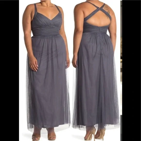 Bill levkoff Crisscross Strap Tulle A-Line Gown - Picture 8 of 8